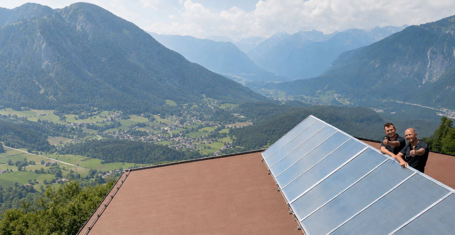 Installationen Alfred Thaler mit Solaranlage und Bergpanorama im Oetztal